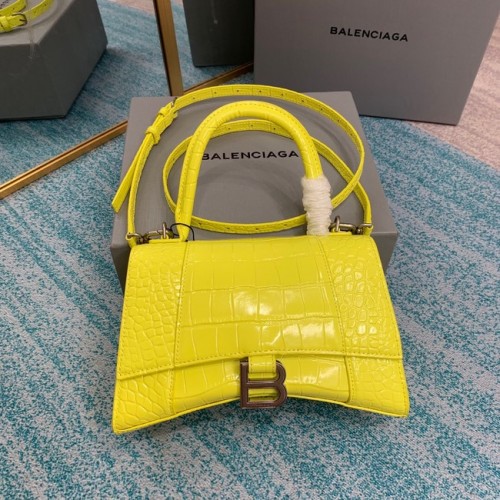 Balenciaga HOURGLASS SMALL TOP HANDLE BAG piel de becerro en relieve de cocodrilo B108895C amarillo