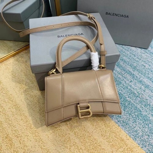 Balenciaga Hourglass XS Top Handle Bag caja brillante piel de becerro 28331 albaricoque