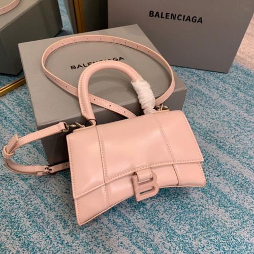 Balenciaga Hourglass XS Top Handle Bag caja brillante piel de becerro 28331 LIGHT ROSE