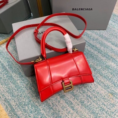 Balenciaga Hourglass XS Top Handle Bag caja brillante piel de becerro 28331 rojo