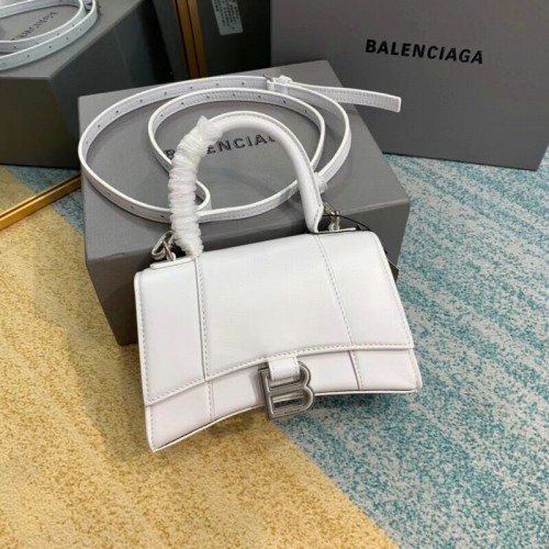 Balenciaga Hourglass XS Top Handle Bag caja brillante piel de becerro 28331 blanco