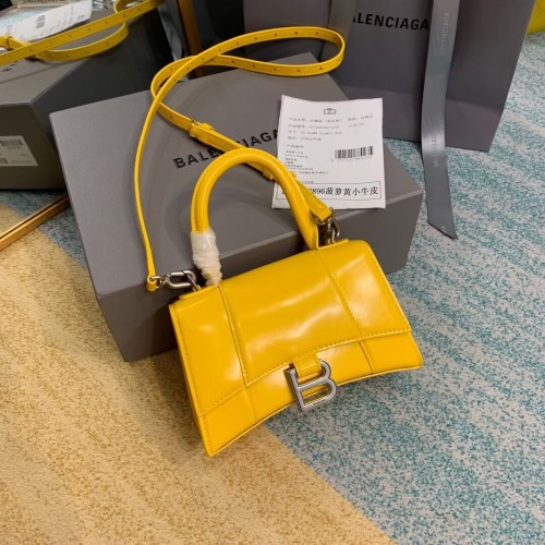 Balenciaga Hourglass XS Top Handle Bag caja brillante piel de becerro 28331 amarillo