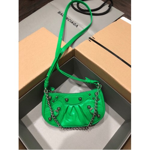 Balenciaga LE CAGOLE MINI MONEDERO CON CADENA 6958141 verde