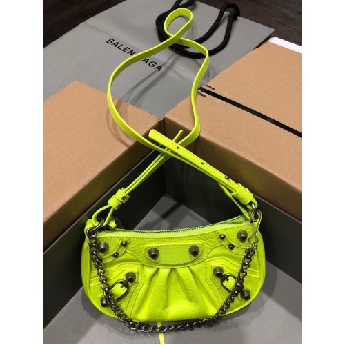 Balenciaga LE CAGOLE MINI MONEDERO CON CADENA 6958141 limón
