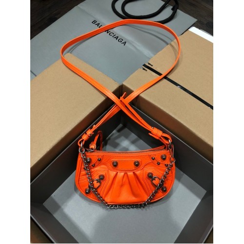 Balenciaga LE CAGOLE MINI MONEDERO CON CADENA 6958141 naranja