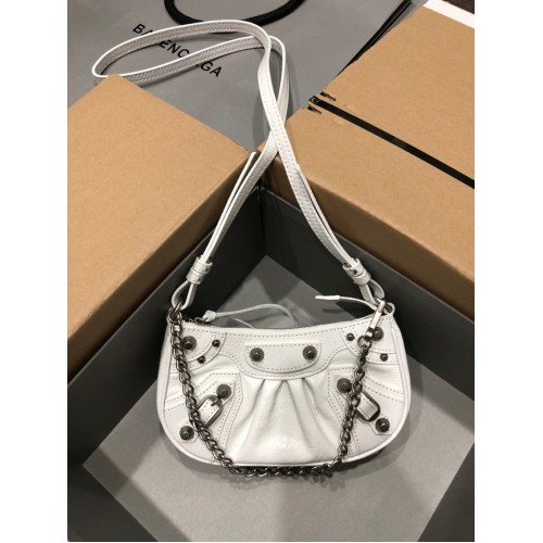 Balenciaga LE CAGOLE MINI MONEDERO CON CADENA 6958141 blanco