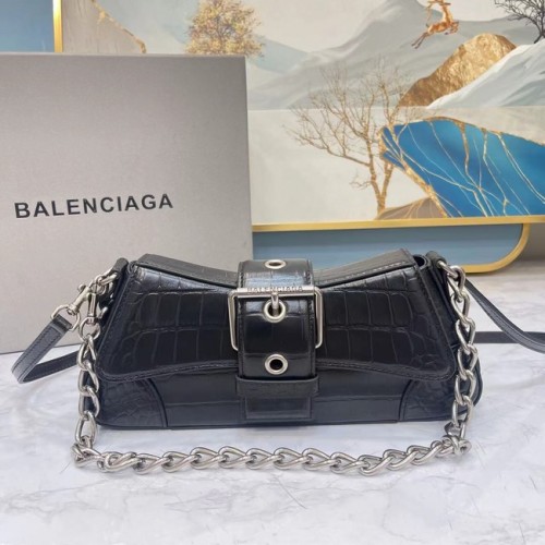 Balenciaga LINDSAY COCODRILO BOLSO DE HOMBRO EN RELIEVE CON CORREA 6088 negro