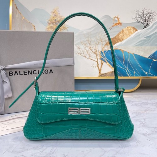 Balenciaga BOLSO DE HOMBRO PEQUEÑO LINDSAY COCODRILO EN RELIEVE CON CORREA 6009 verde