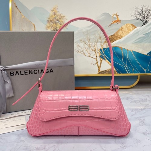 Balenciaga BOLSO DE HOMBRO PEQUEÑO LINDSAY COCODRILO EN RELIEVE CON CORREA 6009 rosa