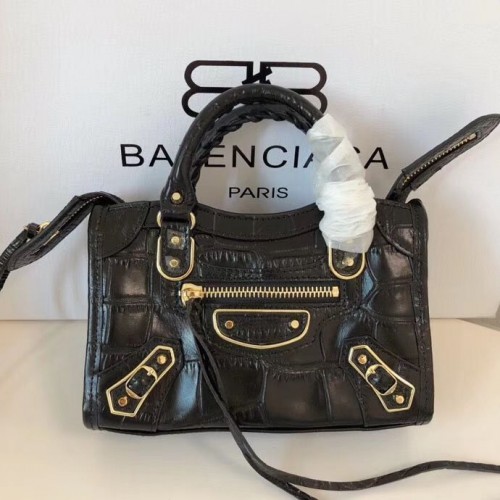 Balenciaga Mini Classic Bolso De Piel De Cocodrilo B300296 Negro