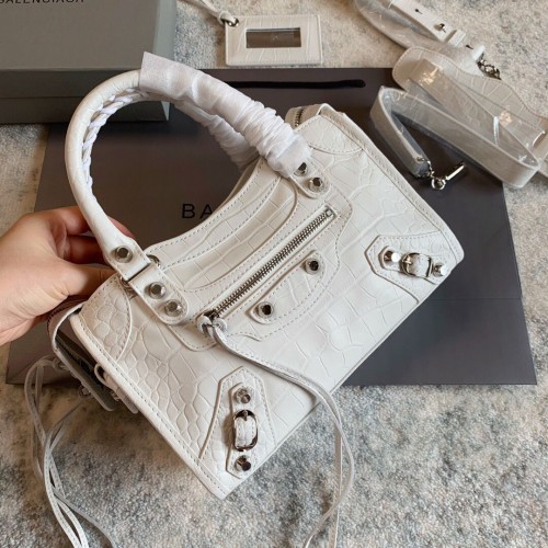 Balenciaga Bolso clásico de piel de cocodrilo B300296 blanco