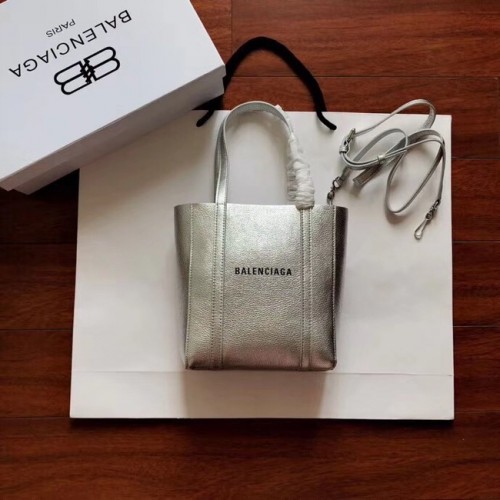 Balenciaga Original Leather Mini Shopper Bag 6696 Plata