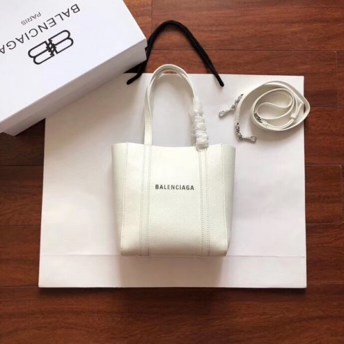 Balenciaga Original Leather Mini Shopper Bag 6696 Blanco