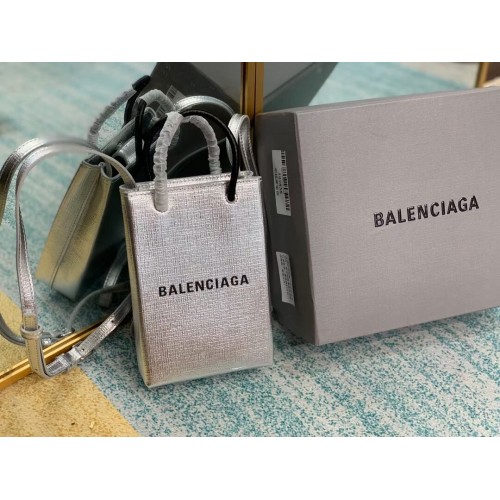 Balenciaga Original Leather Mini Shopper Bag B152865 Plata