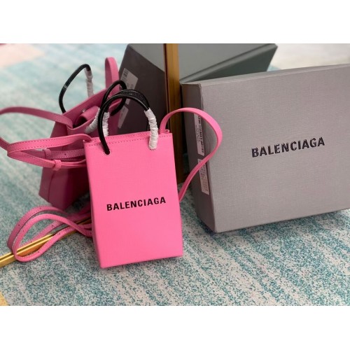Balenciaga Original Leather Mini Shopper Bag B152865 rosa y negro