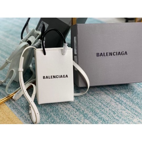 Balenciaga Original Leather Mini Shopper Bag B152865 blanco y negro