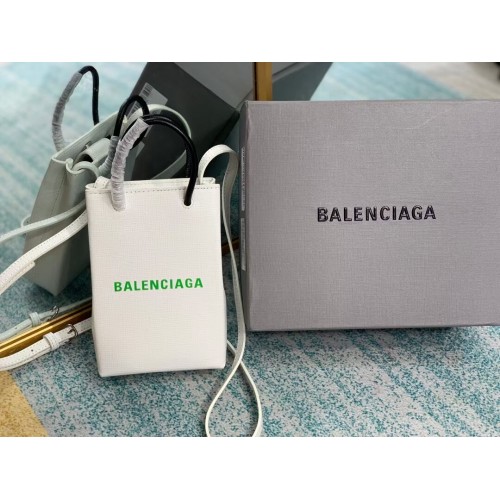 Balenciaga Original Leather Mini Shopper Bag B152865 blanco y verde