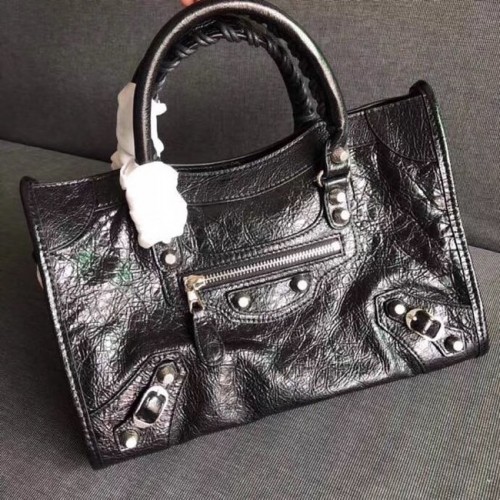 Balenciaga The City Bolso de mano Piel de becerro 382568 negro