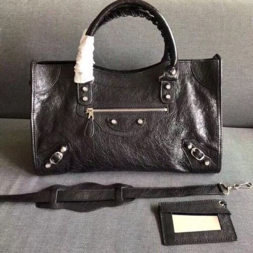 Balenciaga The City Bolso de mano Piel de becerro 382569 negro