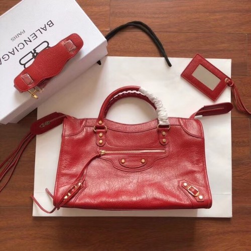 Balenciaga The City Bolso de mano Piel de becerro 382569 rojo