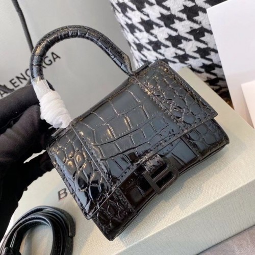 Balenciaga MUJER HOURGLASS MINI BOLSO CON ASA SUPERIOR M8000 NEGRO