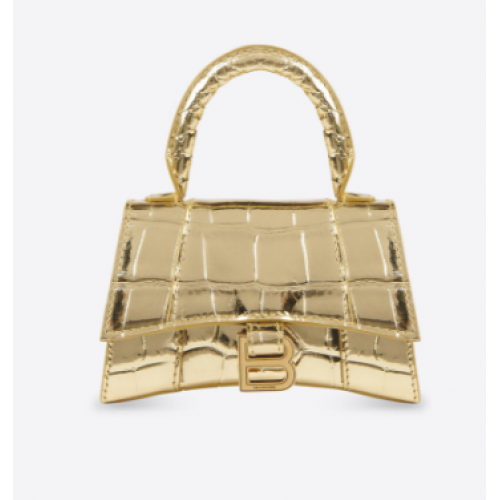 Balenciaga BOLSO MUJER RELOJ DE ARENA MINI CON ASA SUPERIOR M8000 dorado