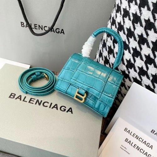 Balenciaga MUJER RELOJ DE ARENA MINI BOLSO CON MANGO SUPERIOR M8000 azul claro