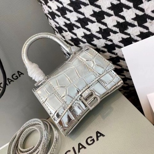 Balenciaga BOLSO MUJER RELOJ DE ARENA MINI CON ASA SUPERIOR M8000 plata