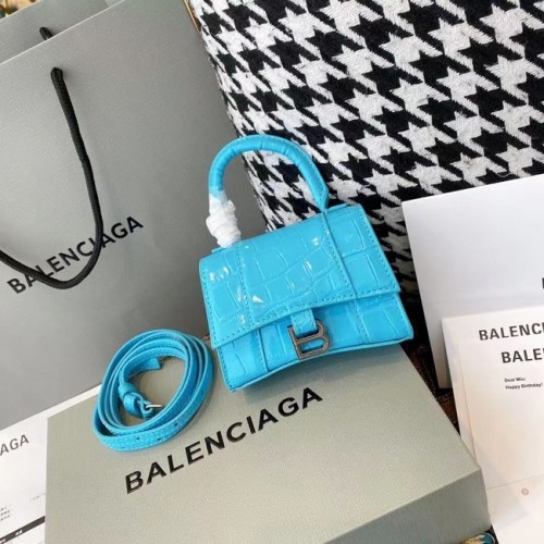 Balenciaga MUJER HOURGLASS MINI BOLSO CON MANGO SUPERIOR M8000 azul cielo