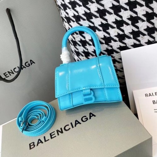 Balenciaga MUJER RELOJ DE ARENA MINI BOLSO CON ASA SUPERIOR caja brillante piel de becerro M8000 azul