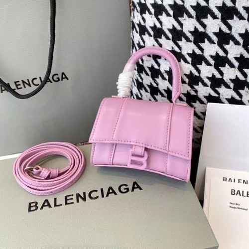 Balenciaga BOLSO MUJER RELOJ DE ARENA MINI CON ASA SUPERIOR caja brillante piel de becerro M8000 rosa