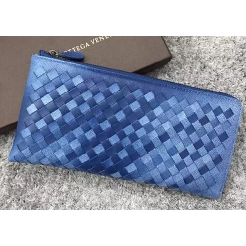 Bottega Veneta Intrecciato Leather Clutch BV144077 Azul