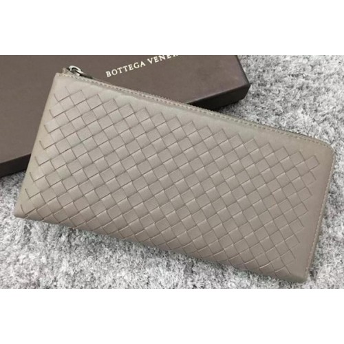 Bottega Veneta Intrecciato Leather Clutch BV144077 Gris