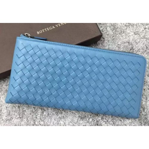 Bottega Veneta Intrecciato Leather Clutch BV144077 Azul cielo