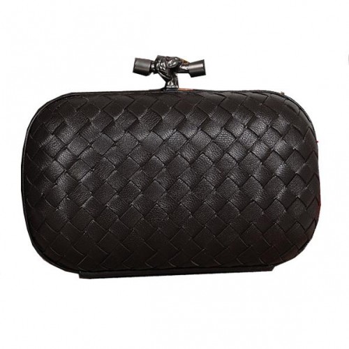 Bottega Veneta Intrecciato Piel De Oveja Impero Ayers Knot Clutch 11308 Negro
