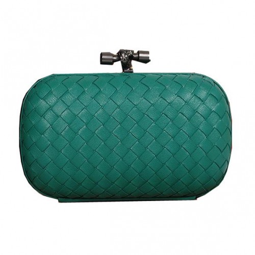 Bottega Veneta Intrecciato Piel De Oveja Impero Ayers Knot Clutch 11308 Verde