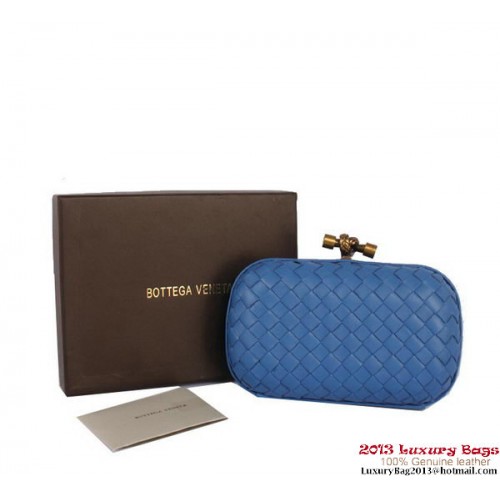 Bottega Veneta Intrecciato Silk Stretch Knot Clutches BV8615 Azul