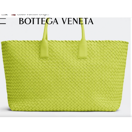 Bottega Veneta Bolso tote grande de piel Intreccio 608811 Acid kiwi