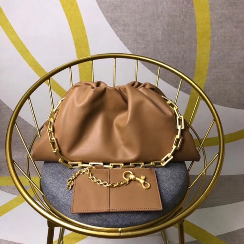 Bottega Veneta Nappa piel de cordero suave ancho grande Bolso de hombro 585853 marrón