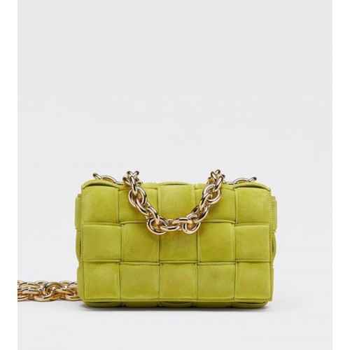 Bottega Veneta CASSETTE ACOLCHADO BOLSO DE TERCIOPELO 591971 Limón