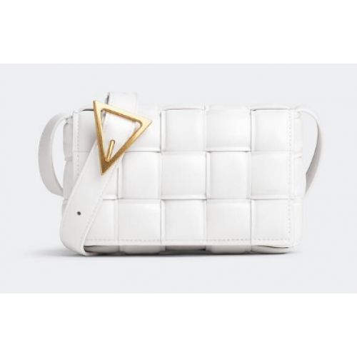 Cassette acolchado pequeño Bottega Veneta 717506 blanco