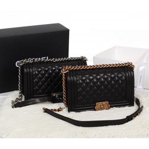 Boy Chanel A67086 Negro Solapa Bandolera Original Piel De Becerro