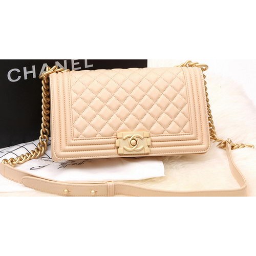 Boy Chanel Flap Bag Original Albaricoque Perla Piel De Oveja A67086 Oro