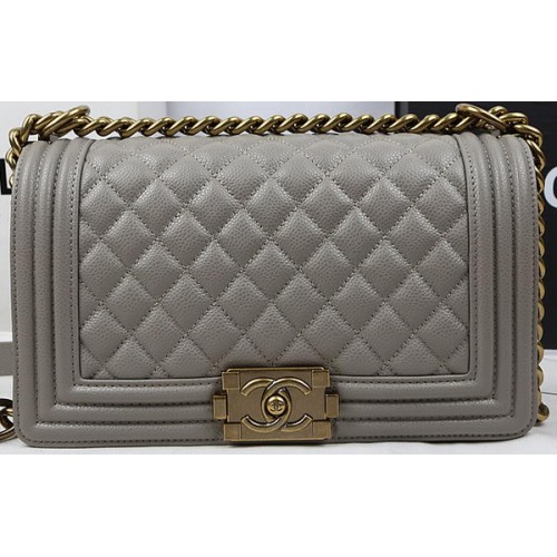 Boy Chanel Flap Bag Original Grey Cannage Pattern A67025 Oro