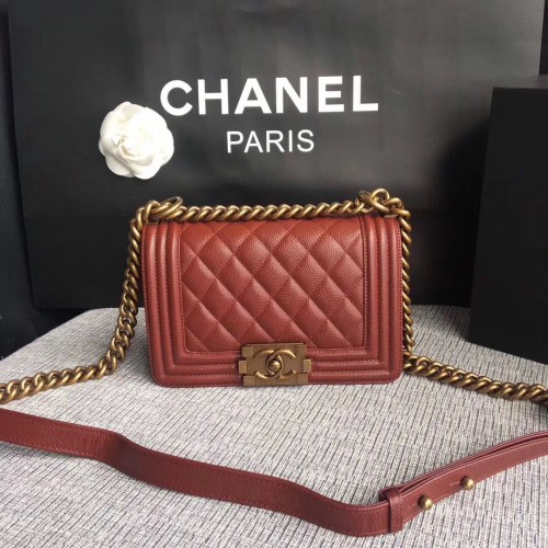 Bolso Boy Chanel Flap Cuero Original A67086 Rojo