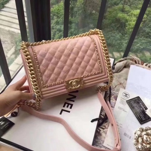 Bolso Niño Chanel Solapa Piel Original B67086 Rosa