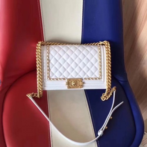 Bolso Boy Chanel Flap Piel Original B67086 Blanco