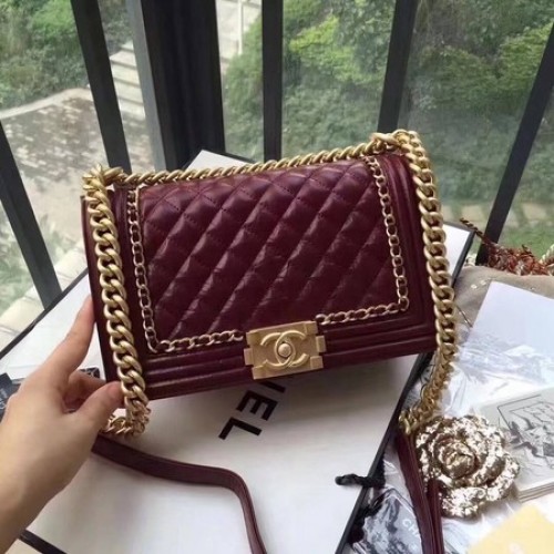 Bolso Niño Chanel Solapa Piel Original B67086 Vino