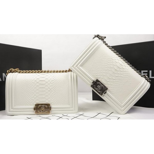 Bolso Boy Chanel Flap Original Piel Pitón A67025 OffWhite