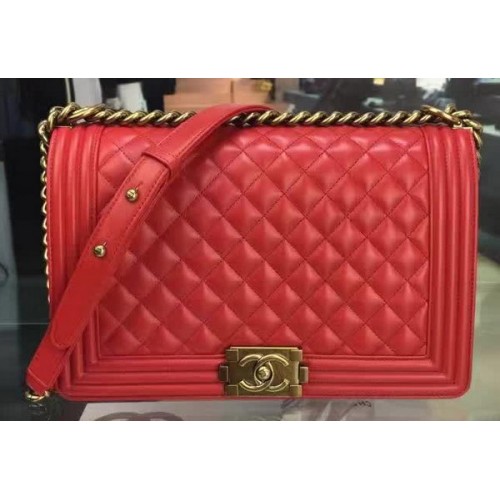 Bolso Boy Chanel Flap Rojo Original Piel Oveja A67088 Oro